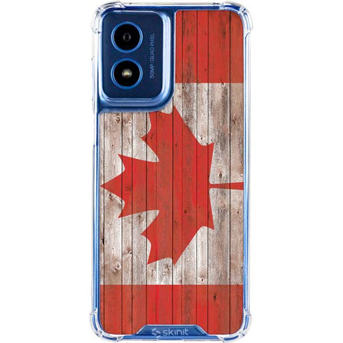 Canadian Flag Dark Wood Moto G 5G (2024) Clear Case